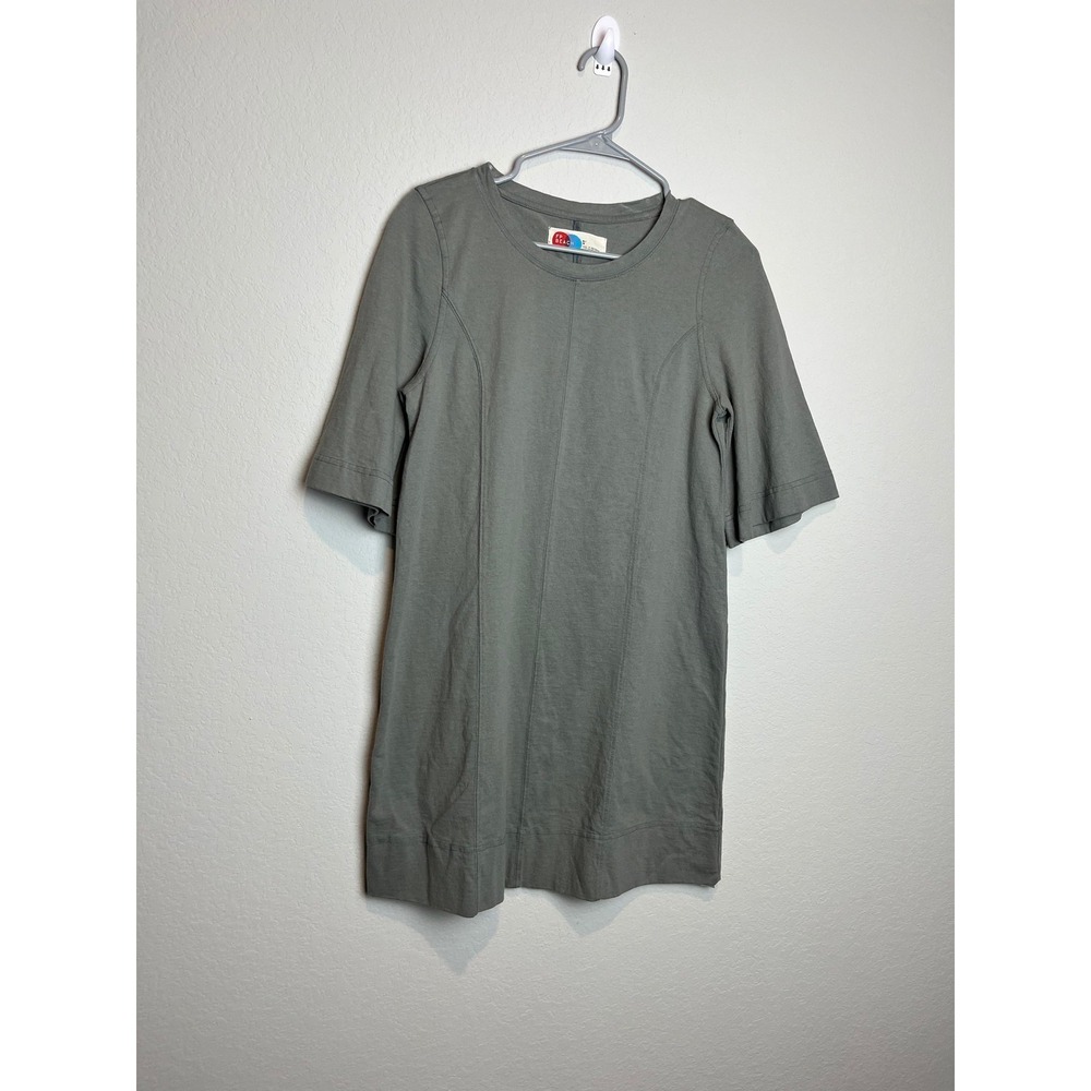 FP Beach Dress Womens M Gray Jersey Knit T Shirt Shift Half Sleeve Casual